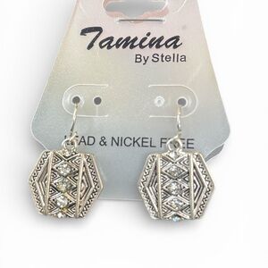 Tamina by Stella Silver Geometric Drop Earrings | New | Nickel Free